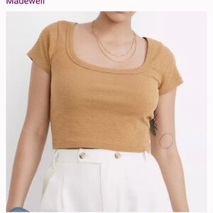 Madewell Mustard Scoop Neck Crop Top